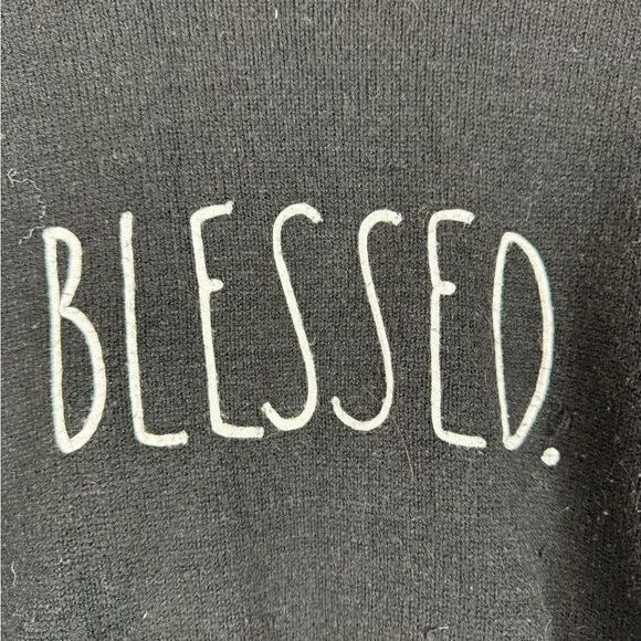 Rae Dunn Blessed Soft Knit Black Pullover Sweater - Picture 5 of 6